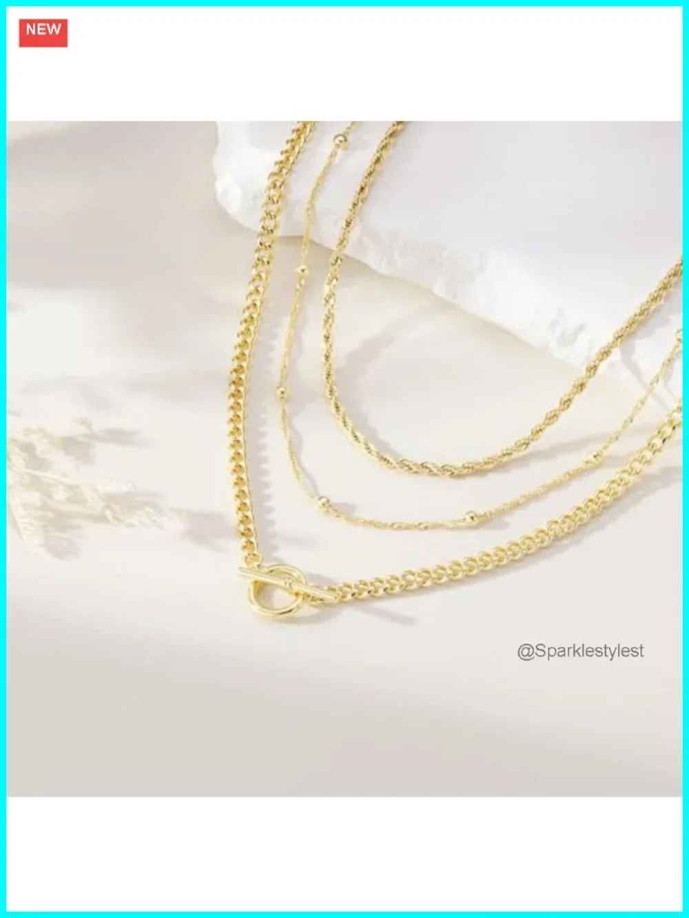 Layered Necklace Set 14K Gold Plated Cuban Paperclip Chain 15-17in